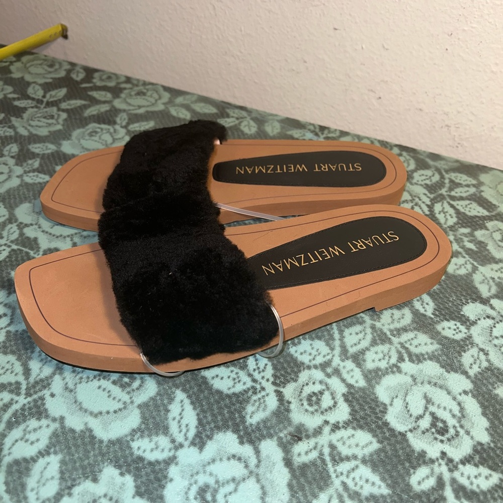 Stuart Weitzman Cammy Shearling-Strap Slide Sanda… - image 3